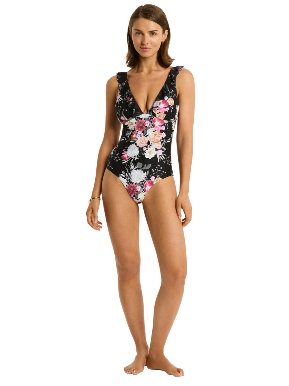 NWT Sea Level Swim Belle Ruffle Floral Swimsuit One Pieces Size 12 - Picture 4 of 15